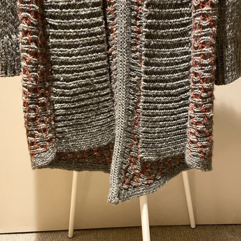 Anthropologie Moth gray longline open cardigan sweater size medium - Picture 7 of 11